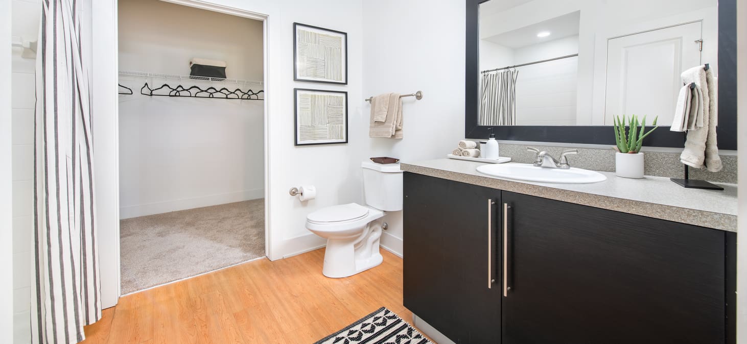 Bathroom at MAA South Line luxury apartment homes in Charlotte, NC