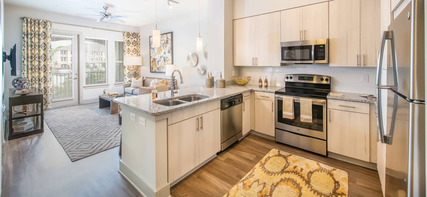 Kitchen 2 at MAA Wade Park luxury apartment homes in Raleigh, NC