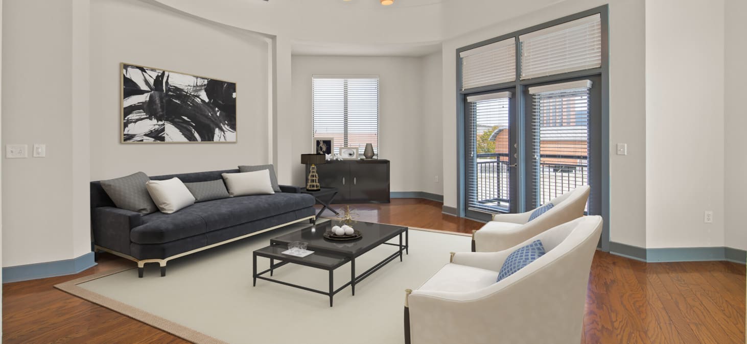 Living area at Post Eastside luxury apartment homes in Richardson, TX