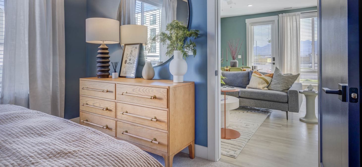 Bedroom at MAA at Daybreak luxury apartment homes in South Jordan, UT