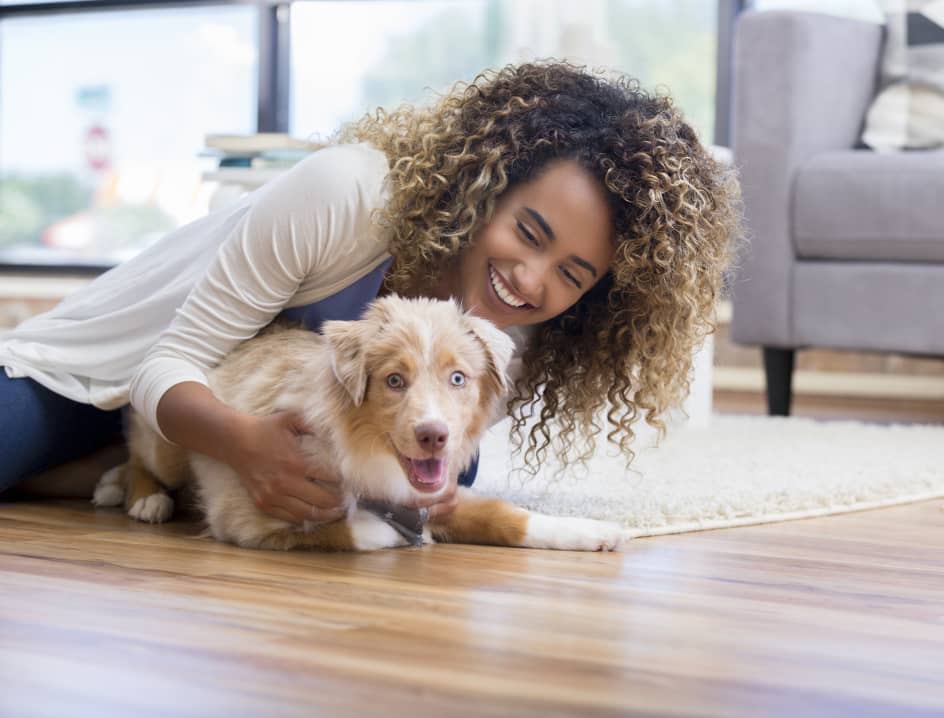Woman with puppy