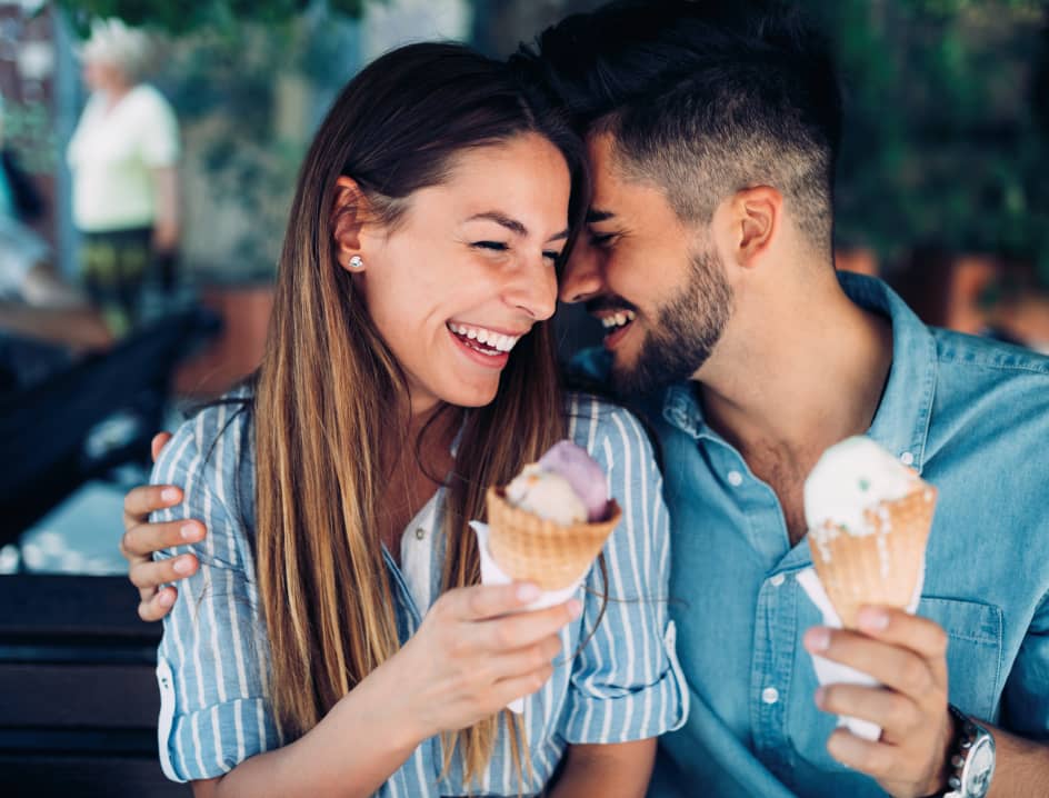 Couple enjoying ice cream together