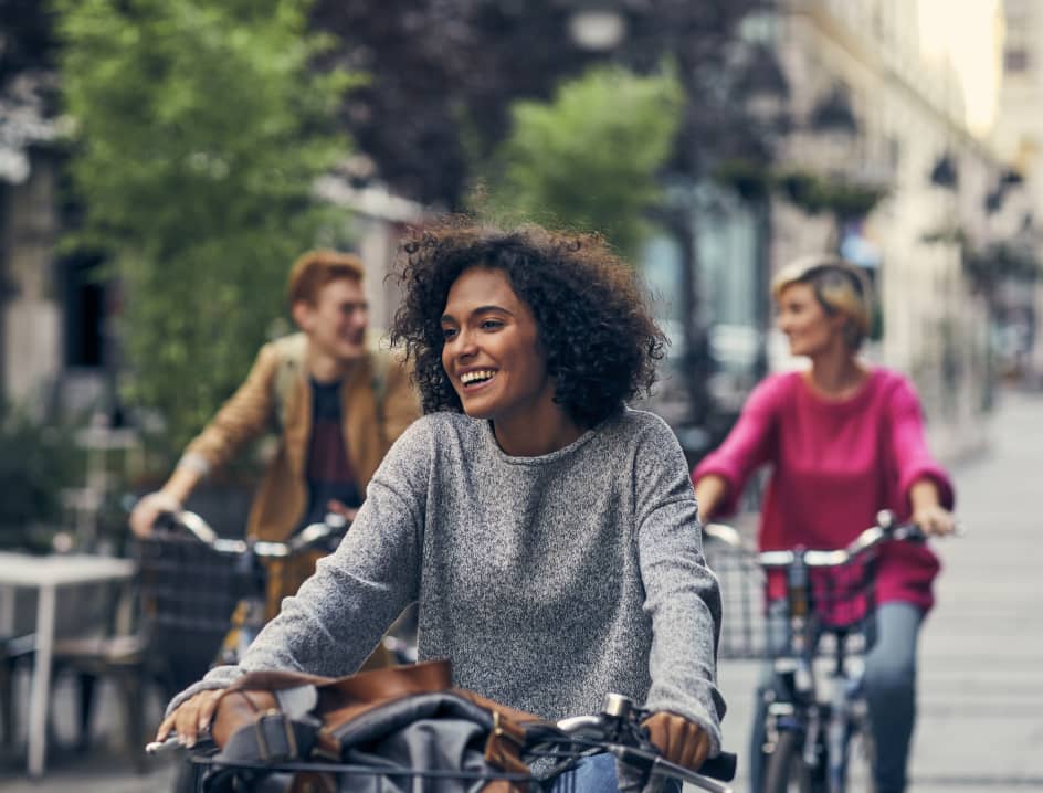 Trio riding bikes