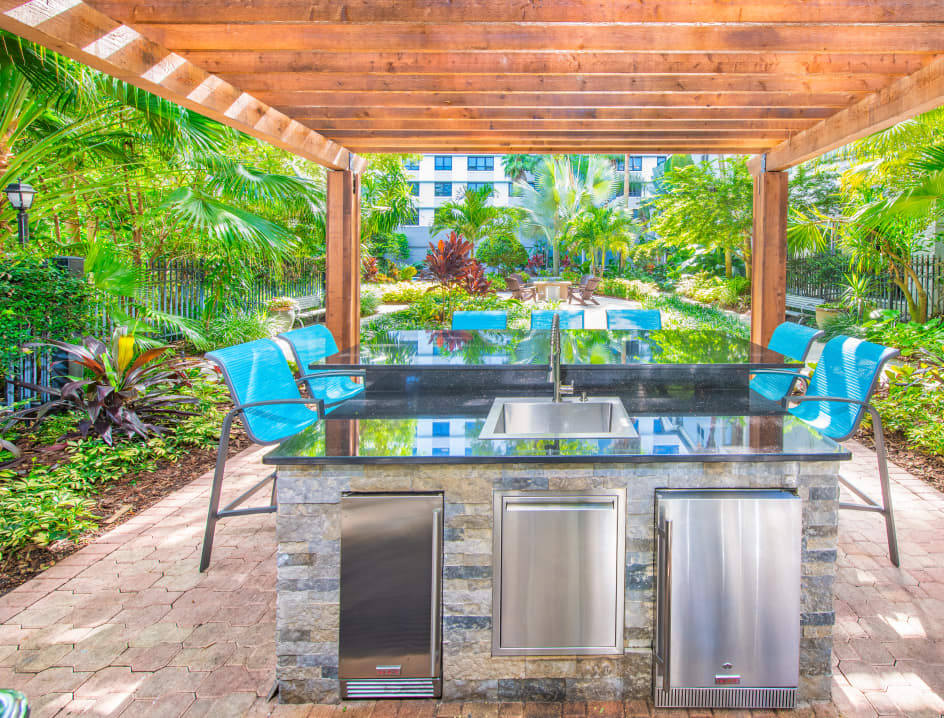 Grilling area at MAA Parkside luxury apartment homes in Orlando, FL