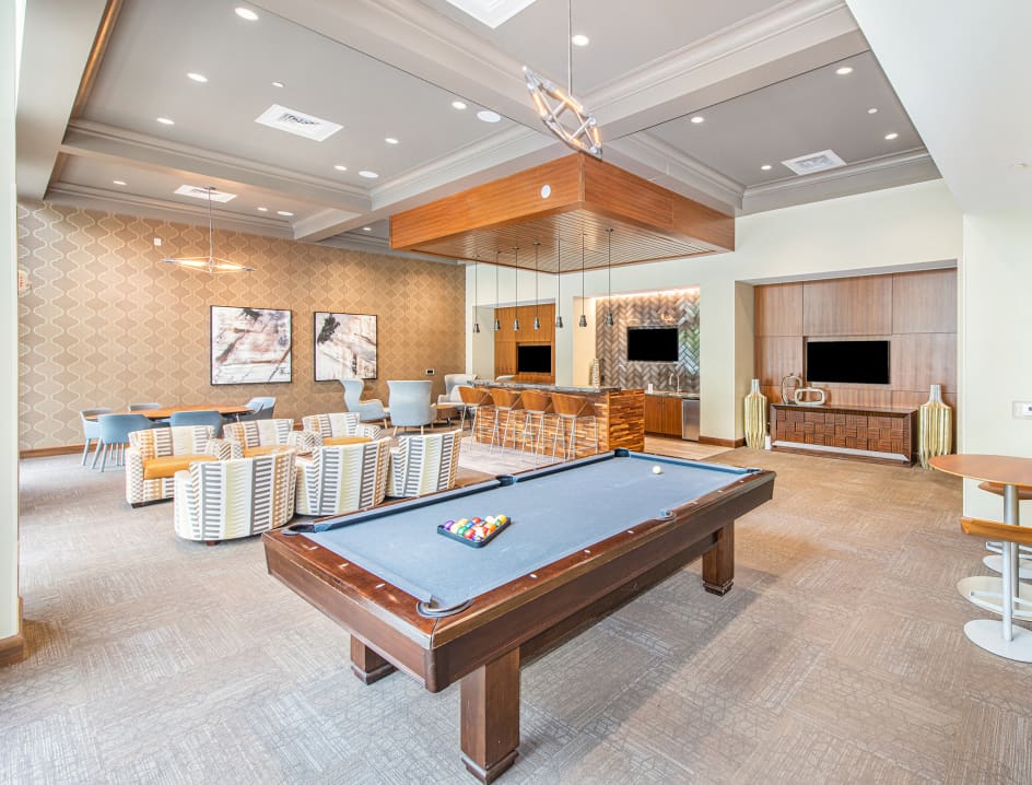 Billiards at MAA Centennial Park luxury apartment homes in Atlanta, GA