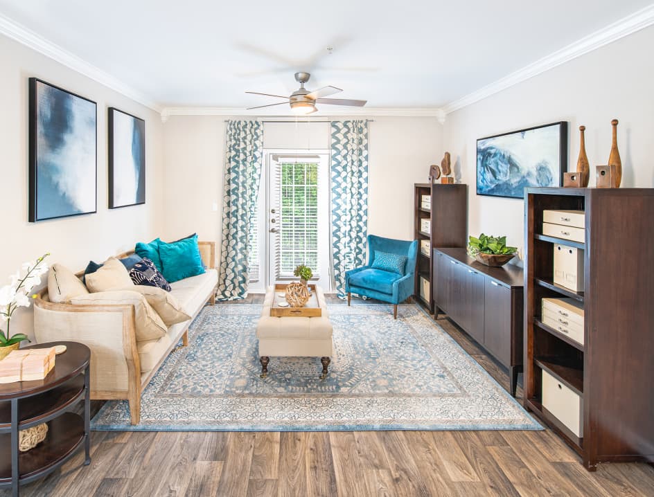 Living Room at MAA Riverside luxury apartment homes in Atlanta , GA
