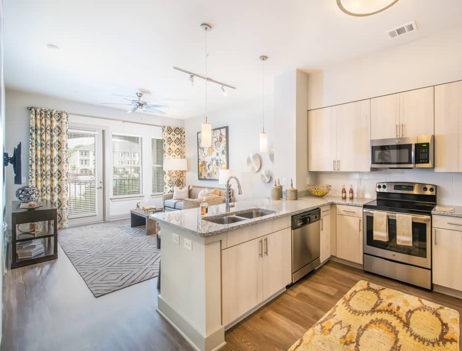 Kitchen 2 at MAA Wade Park luxury apartment homes in Raleigh, NC