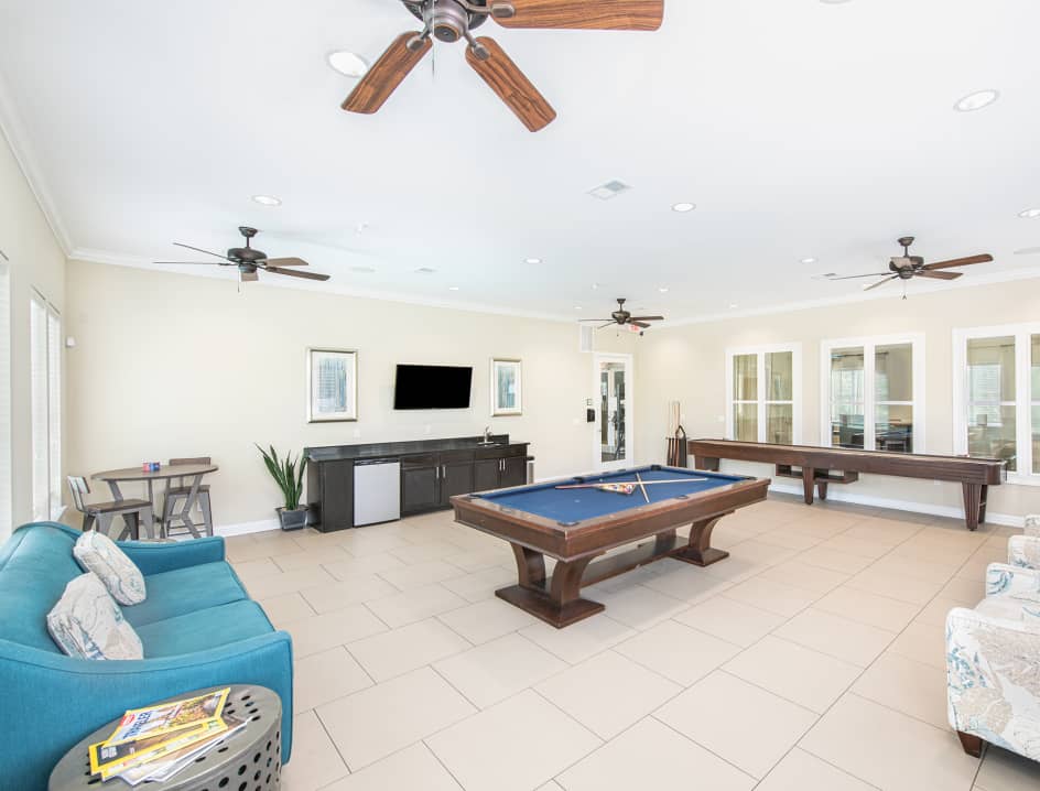 Billiards at River's Walk luxury apartment homes in Mt. Pleasant, SC