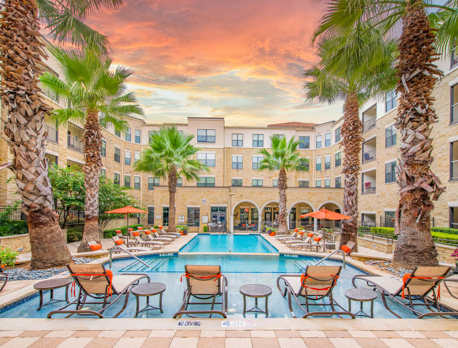 Pool at MAA Frisco Bridges luxury apartment homes in Dallas, TX