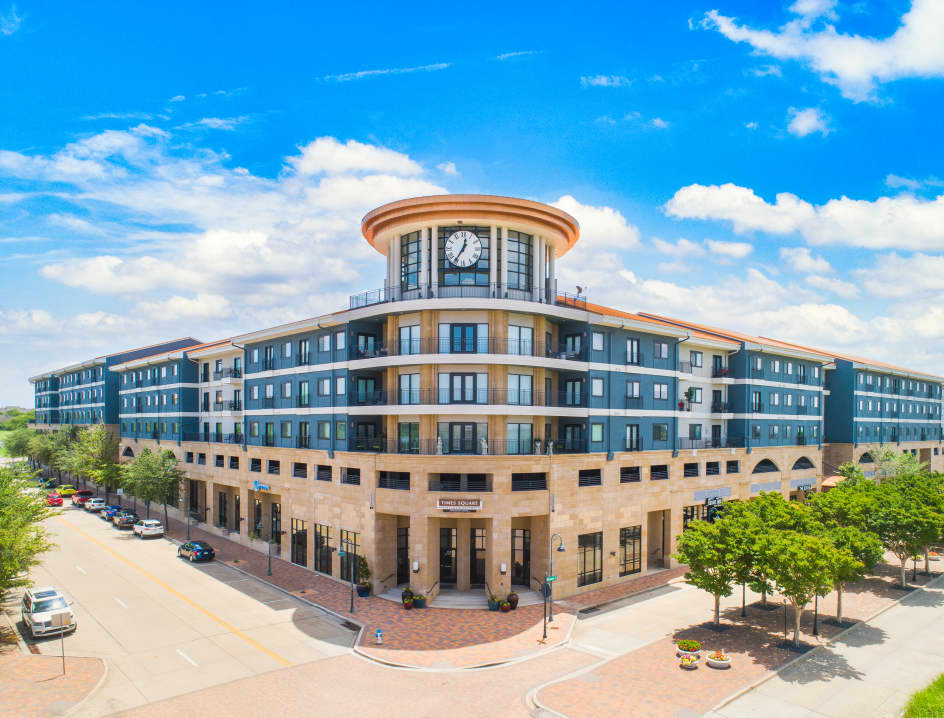 Exterior at Times Square at Craig Ranch luxury apartment homes in Dallas, TX