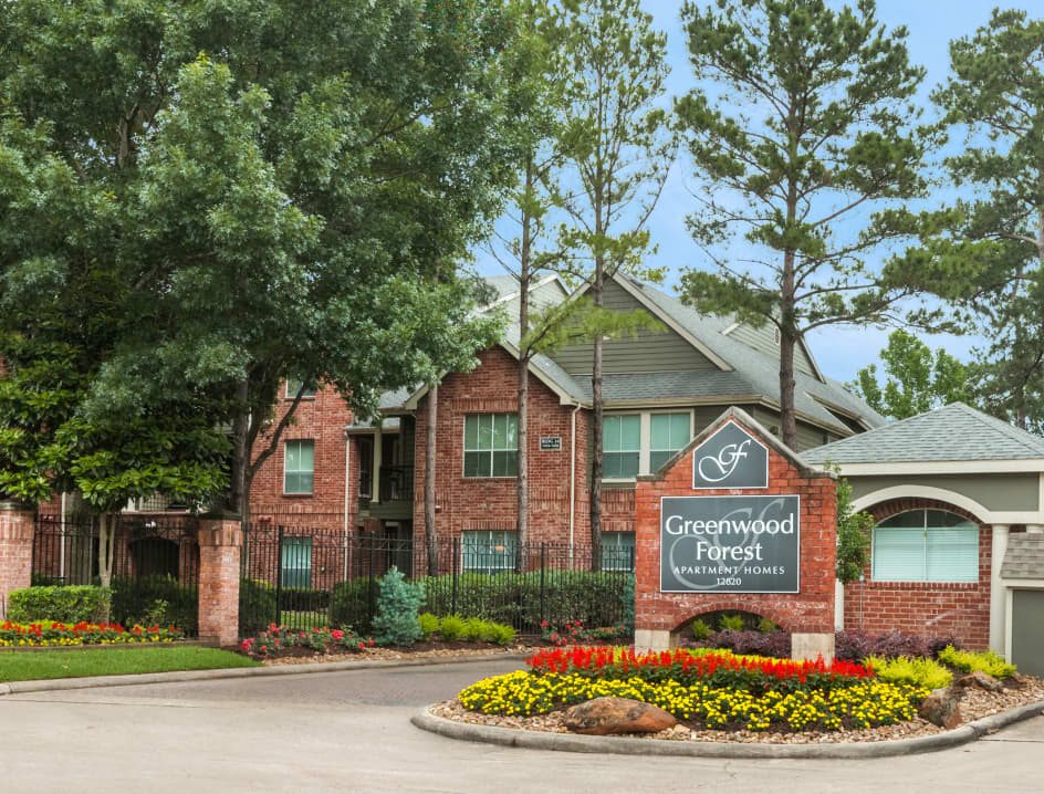 Entrance at Greenwood Forest luxury apartment homes in Houston, TX