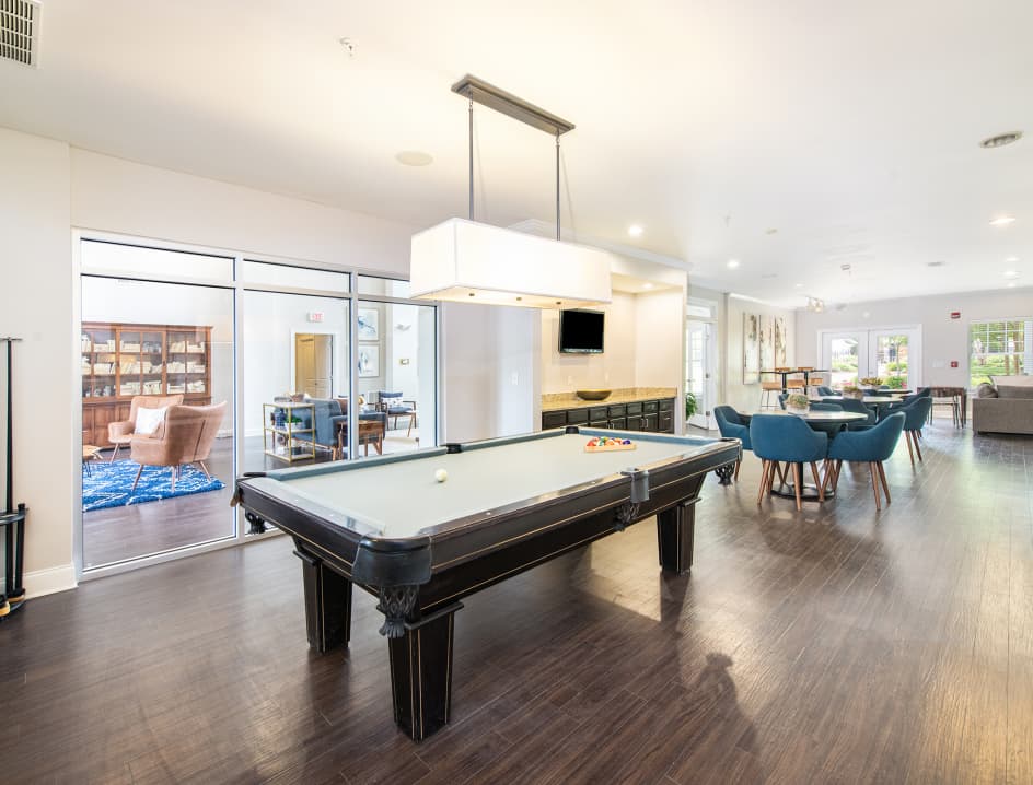 Billiards at Seasons at Celebrate Virginia luxury apartment homes in Fredericksburg, VA
