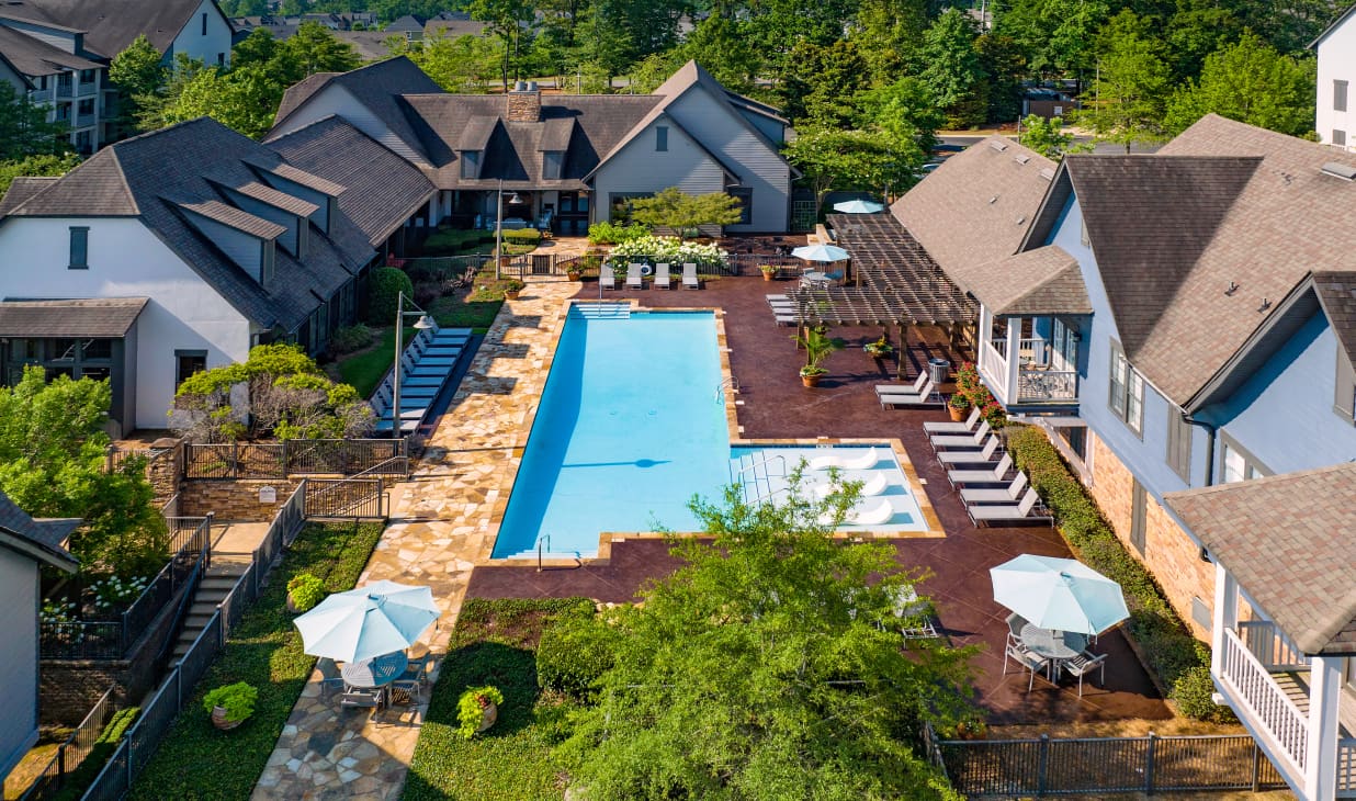 Aerial pool shot at MAA Ross Bridge in Birmingham, AL