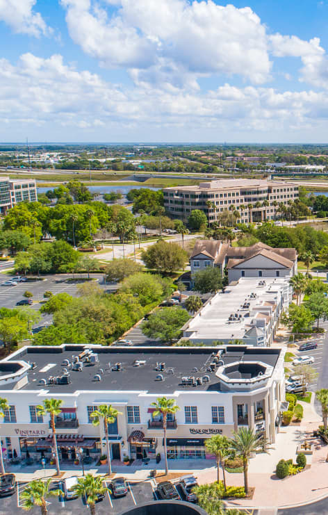 Aerial view at MAA Town Park Reserve luxury apartment homes in Orlando, FL
