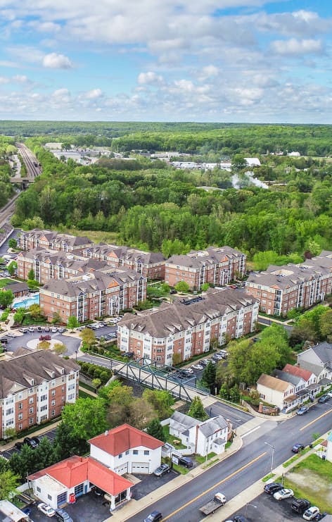 Aerial view at The Apartments at Cobblestone Square in Fredericksburg, VA