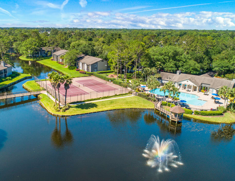 Aerial view at Woodhollow luxury apartment homes in Jacksonville, FL