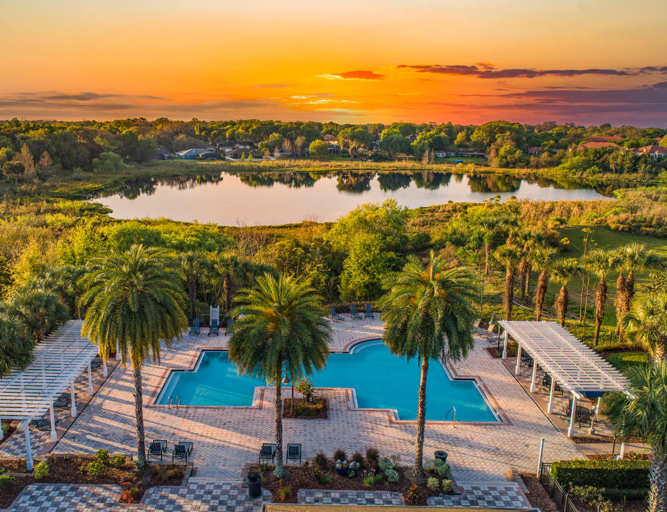 Aerial pool at MAA Twin Lakes luxury apartment homes in Sanford, FL