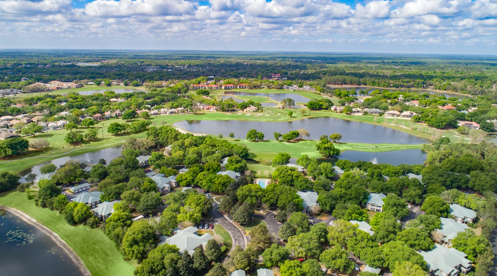 Aerial at Colonial Grand at Heathrow luxury apartment homes in Heathrow, FL