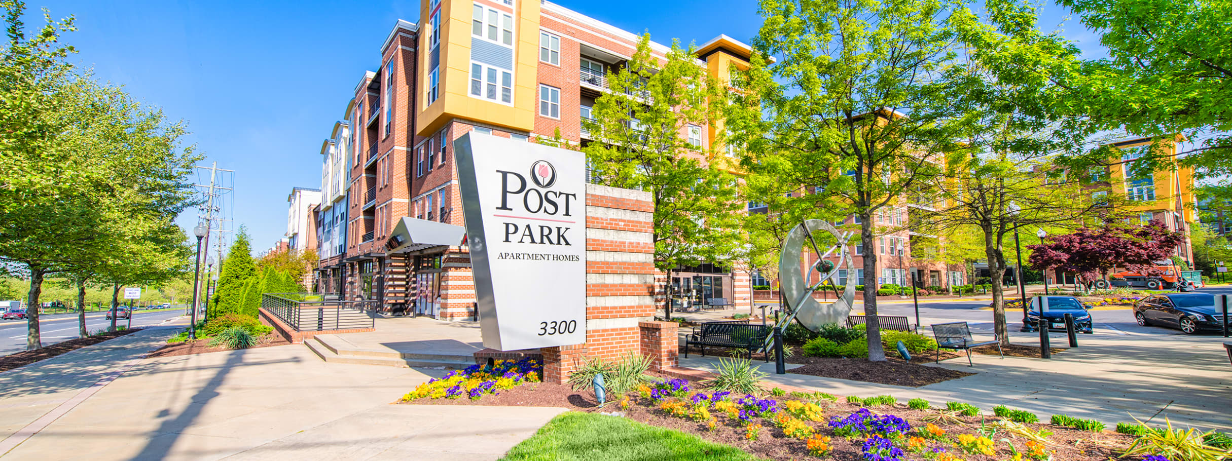 Entrance sign at Post Park Maryland luxury apartment homes in Hyattsville, MD