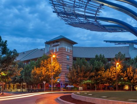 Entrance to Post Addison Circle luxury apartment homes in Dallas, TX