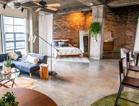 Living room at Post Addison Circle luxury apartment homes in Dallas, TX