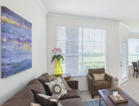 Living room at Villages at Kirkwood luxury apartment homes in Houston, TX