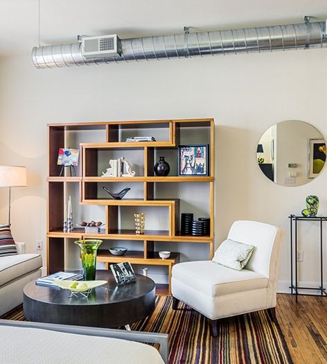 Living Room at Post Uptown Place luxury apartment homes in Charlotte, NC