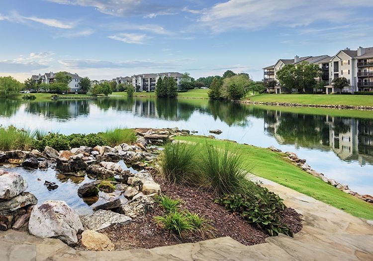 Exterior Lake View at The Reserve Apartments at Dexter Lake luxury apartment homes in Cordova, TN