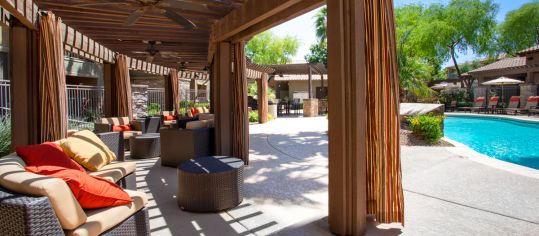 Pool deck at Sky View Ranch luxury apartment homes in Phoenix, AZ