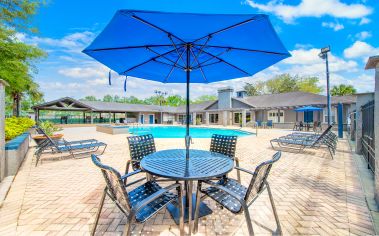 Pool deck at The Paddock Club Mandarin luxury apartment homes in Jacksonville, FL