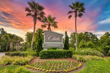 Welcome sign at The Club at Panama Beach luxury apartment homes in Panama City Beach, FL