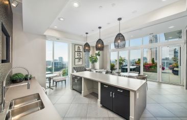 Spacious rooftop clubhouse complete with an industrial kitchen at MAA Lenox luxury apartments in Atlanta, GA