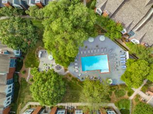 Pool aerial at MAA Mansion luxury apartment homes in Raleigh, NC