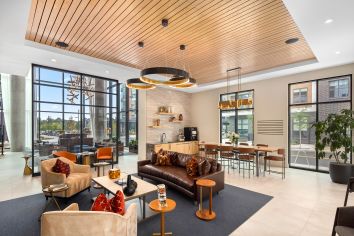 Coffee lounge at MAA Nixie luxury apartment homes in Durham, NC