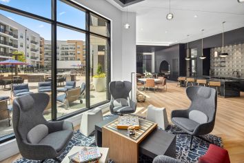 Social lounge game room at MAA Nixie luxury apartment homes in Durham, NC