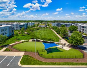 Dog park Aerial at MAA Innovation Apartments in Greenville, SC