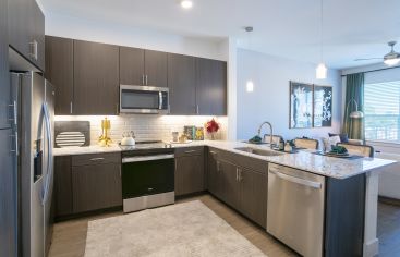 Kitchen at MAA Cathedral Arts Luxury apartment homes in Dallas, TX