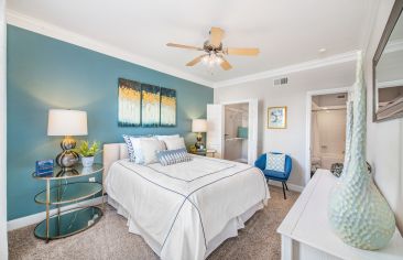 Bedroom at MAA Greenwood Forest luxury apartment homes in Houston, TX