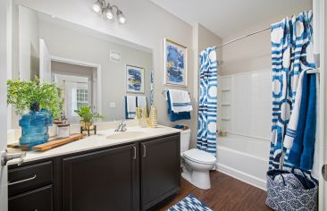 Bathroom at Station Square at Cosners Corner luxury apartment homes in Fredericksburg, VA