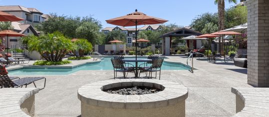 Pool Firepit at Edge at Lyons Gate luxury apartment homes in Phoenix, AZ