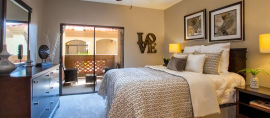 Bedroom at Colonial Grand at Scottsdale luxury apartment homes in Scottsdale, AZ