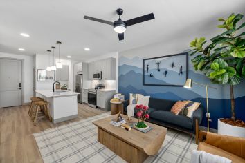 Living room at MAA Milepost 35 luxury apartment homes in Denver, CO