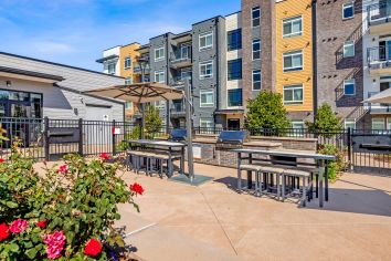 Pool grilling at MAA Westglenn luxury apartment homes in Westminster, CO