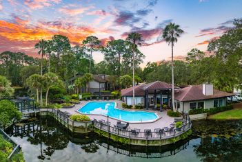 Pool aerial at Coopers Hawk luxury apartment homes in Jacksonville, FL