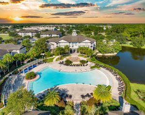 Aerial pool shot at Lighthouse at Fleming Island in Jacksonville, FL