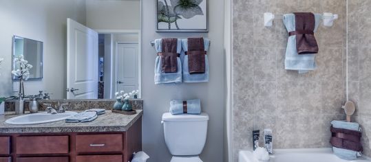 Bathroom at MAA Crosswater luxury apartment homes in Orlando, FL