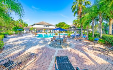 Pool deck at MAA Lake Nona luxury apartment homes in Orlando, FL