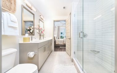 Bathroom at MAA Robinson luxury apartments in Orlando, Florida