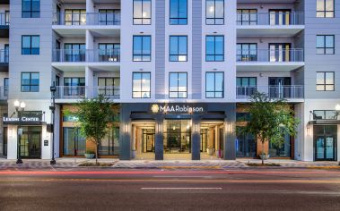 Entrance to MAA Robinson luxury apartments in Orlando, Florida