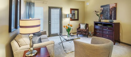 Model Living Room at Verandas at Southwood luxury apartment homes in Tallahassee, FL